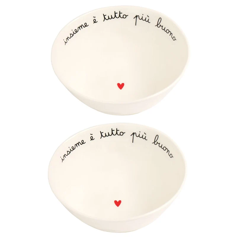 Simple Day – Set 2 coppette in grès Ø12,5 cm con scritta