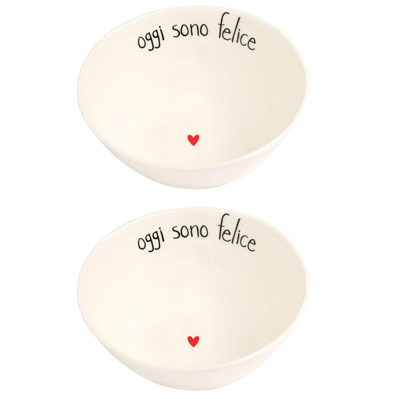 Simple Day – Set 2 coppette in grès Ø12,5 cm con scritta