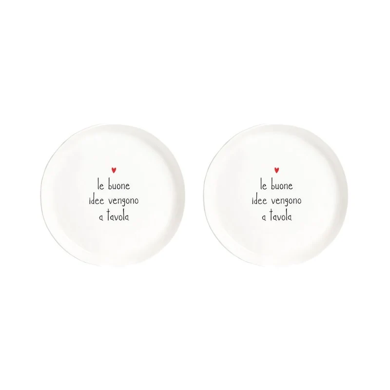 Simple Day – Set 2 piatti dessert Ø21 cm con scritte