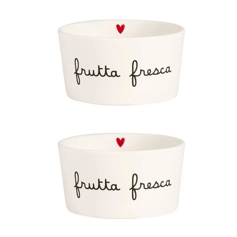 Simple Day – Set 2 coppette in grès 20 cl con scritte
