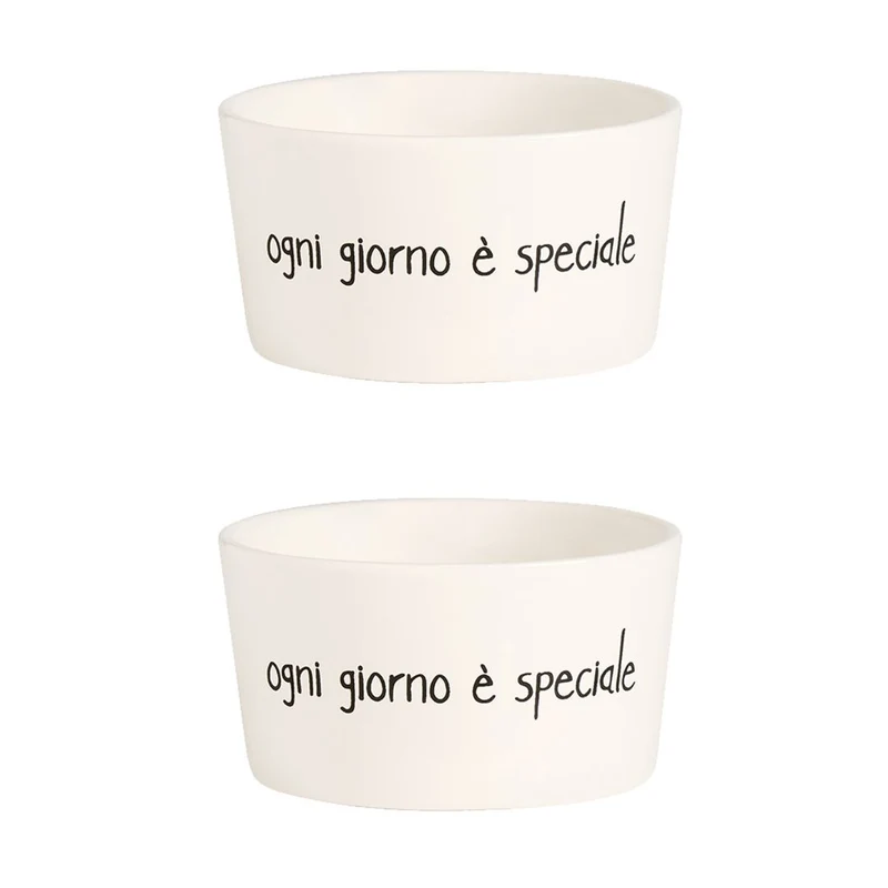 Simple Day – Set 2 coppette in grès 20 cl con scritte
