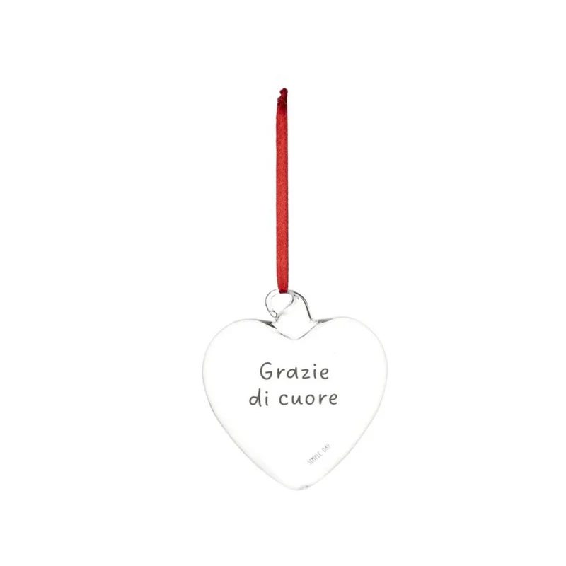 Simple Day – Pallina cuore vetro 15 cm con scritte