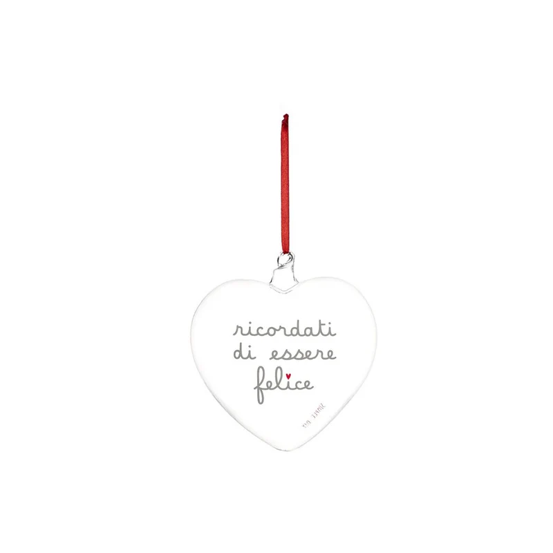 Simple Day – Pallina cuore vetro 15 cm con scritte