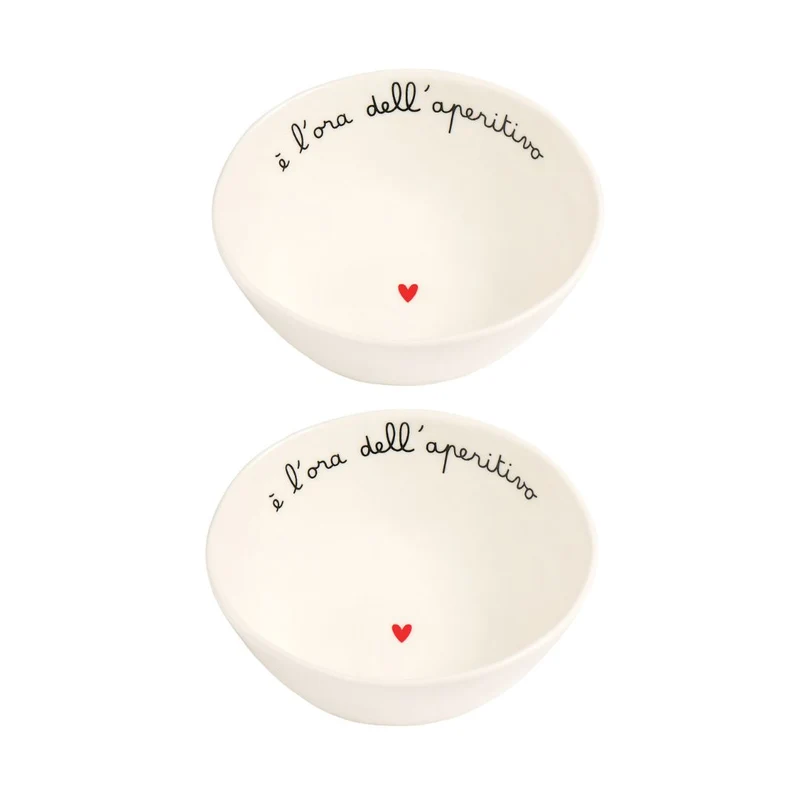 Simple Day – Set 2 coppette grès Ø12,5 cm con scritte