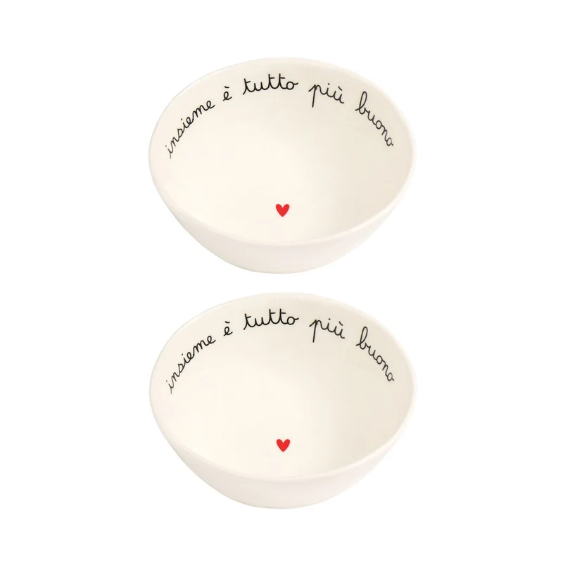 Simple Day – Set 2 coppette grès Ø12,5 cm con scritte