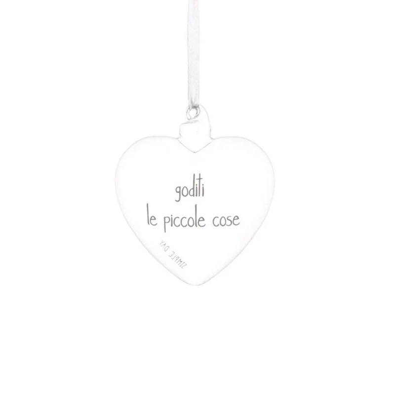 Simple Day – Pallina cuore vetro 11 cm con scritte
