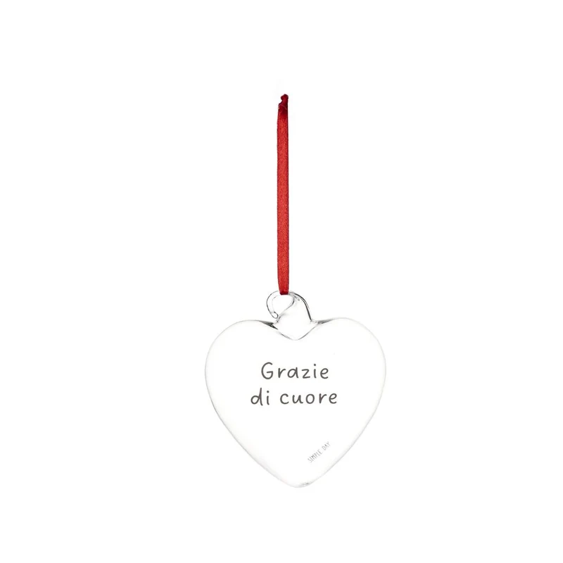Simple Day – Pallina cuore vetro 11 cm con scritte