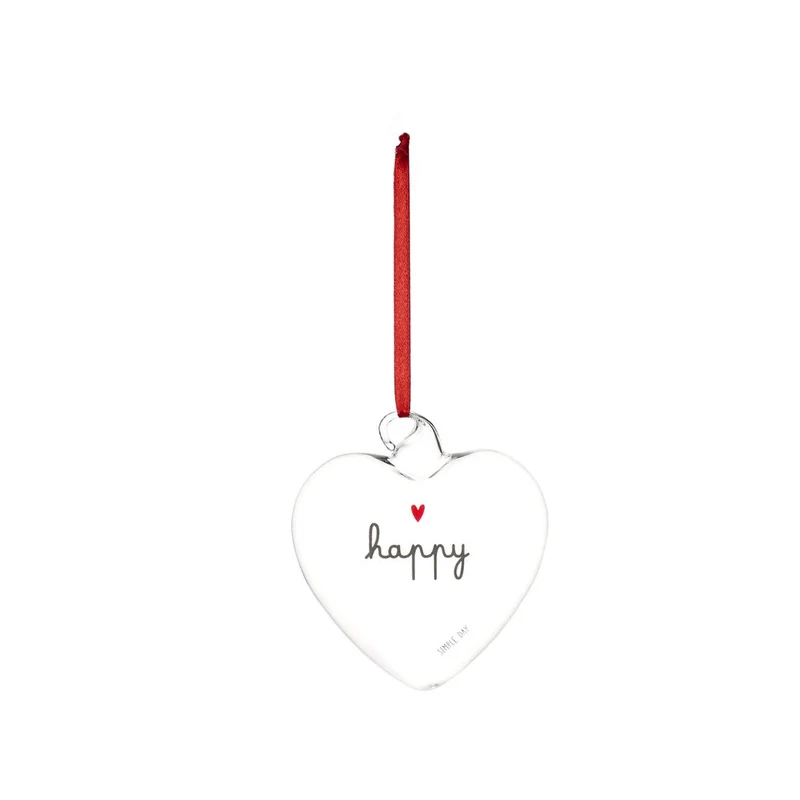 Simple Day – Pallina cuore vetro 11 cm con scritte