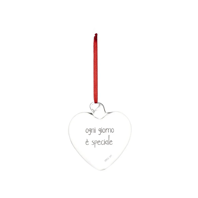 Simple Day – Pallina cuore vetro 11 cm con scritte