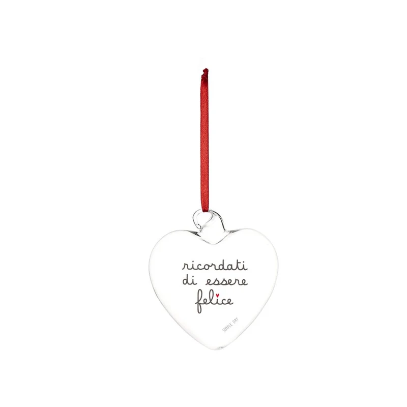 Simple Day – Pallina cuore vetro 11 cm con scritte