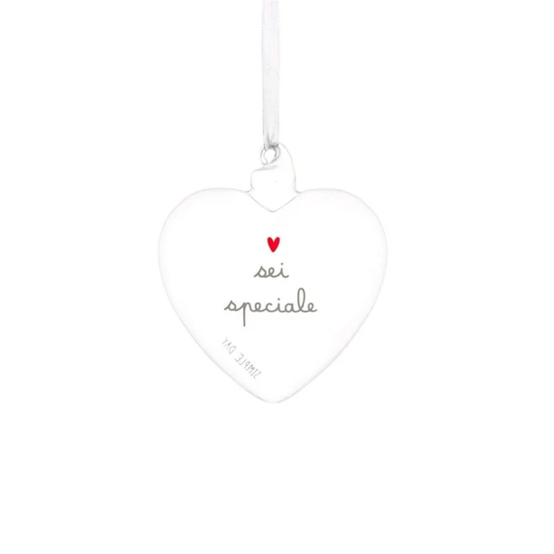 Simple Day – Pallina cuore vetro 11 cm con scritte