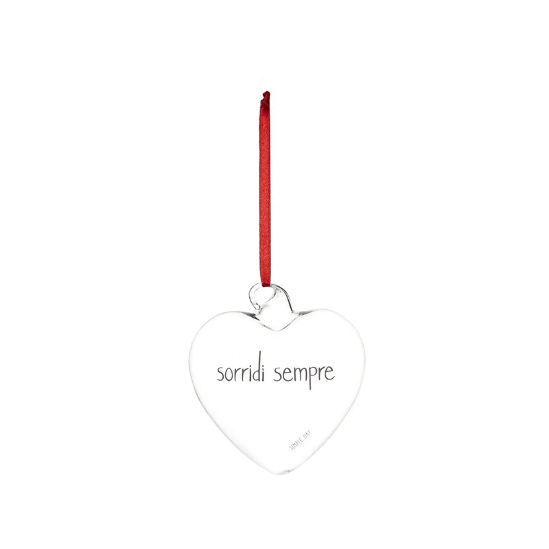 Simple Day – Pallina cuore vetro 11 cm con scritte