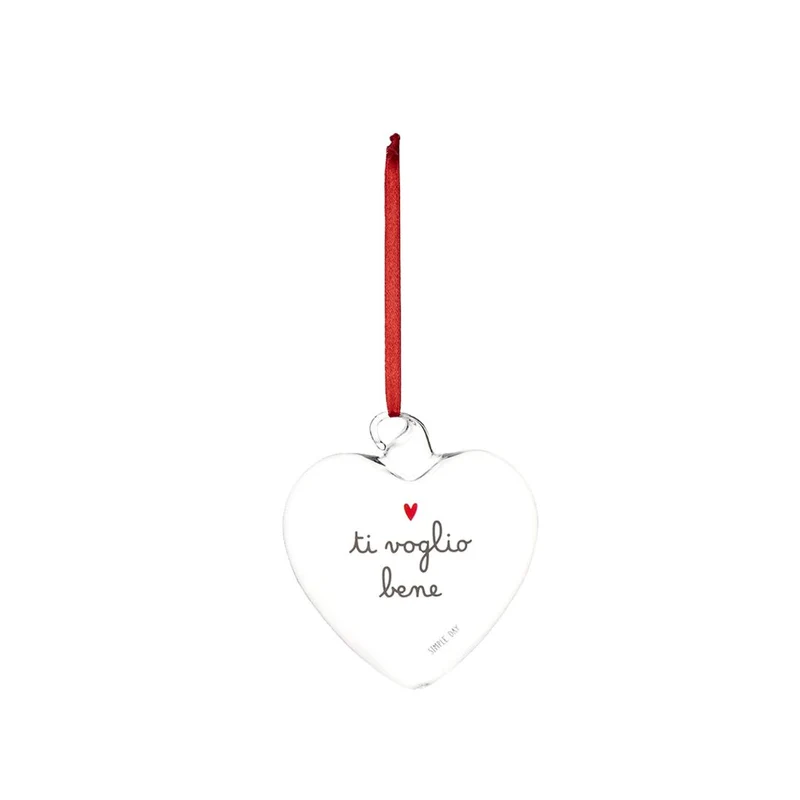 Simple Day – Pallina cuore vetro 11 cm con scritte