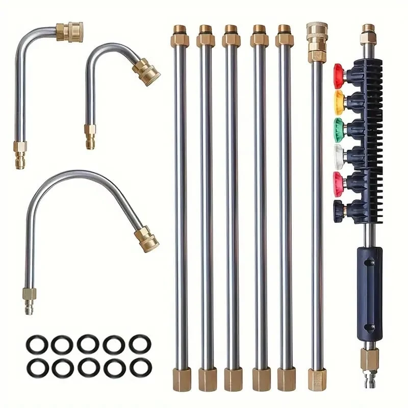 Telescopic High-Pressure Washer Lance for Windows and Gutters with 5 Nozzles