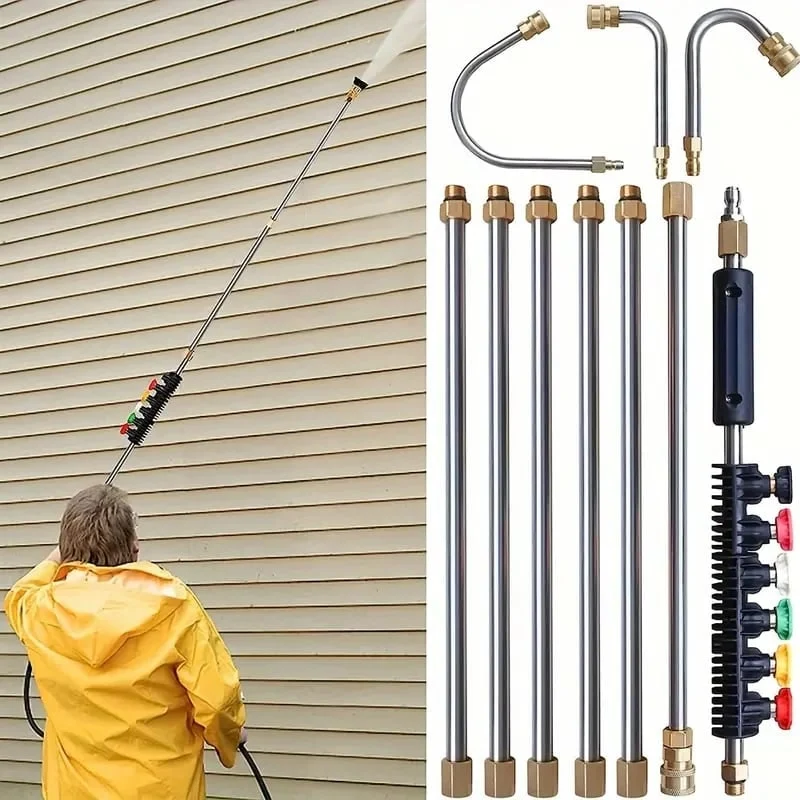 Telescopic High-Pressure Washer Lance for Windows and Gutters with 5 Nozzles