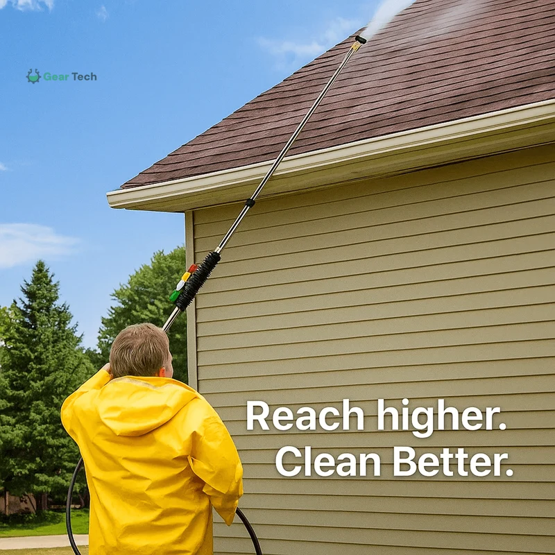 Telescopic High-Pressure Washer Lance for Windows and Gutters with 5 Nozzles