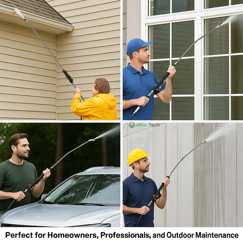 Telescopic High-Pressure Washer Lance for Windows and Gutters with 5 Nozzles