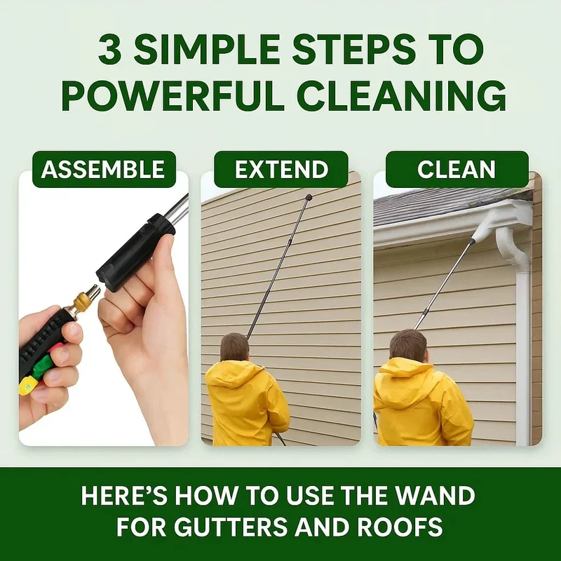 Telescopic High-Pressure Washer Lance for Windows and Gutters with 5 Nozzles