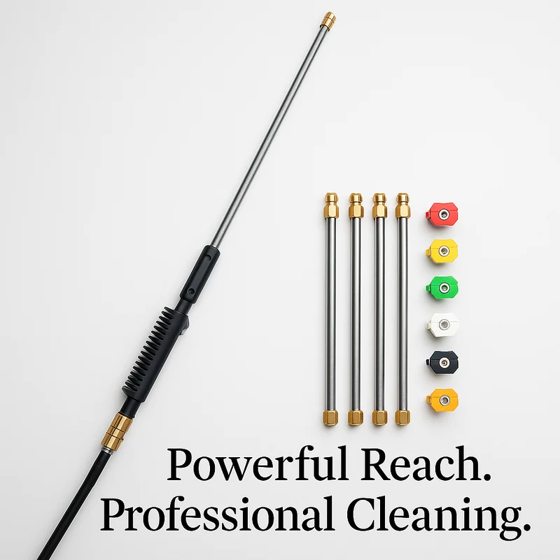 Telescopic High-Pressure Washer Lance for Windows and Gutters with 5 Nozzles