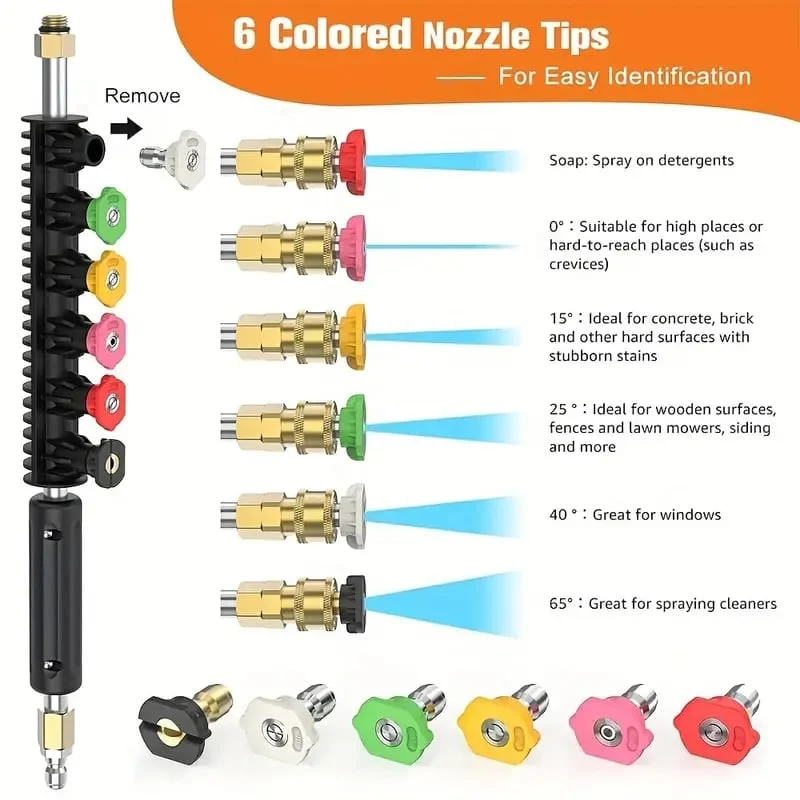 Telescopic High-Pressure Washer Lance for Windows and Gutters with 5 Nozzles