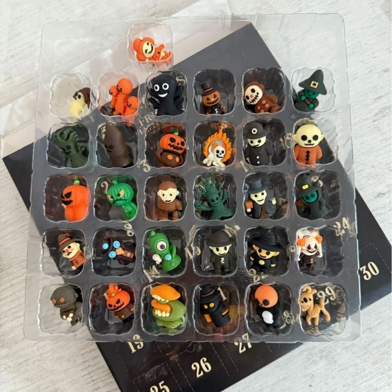 Halloween Advent Calendar with Cosmetics, Perfumes, and Monster Figurines for Counting Down