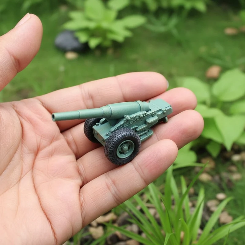 Halloween decoration, garden gnome with a military cannon, garden ornament, metal decorations