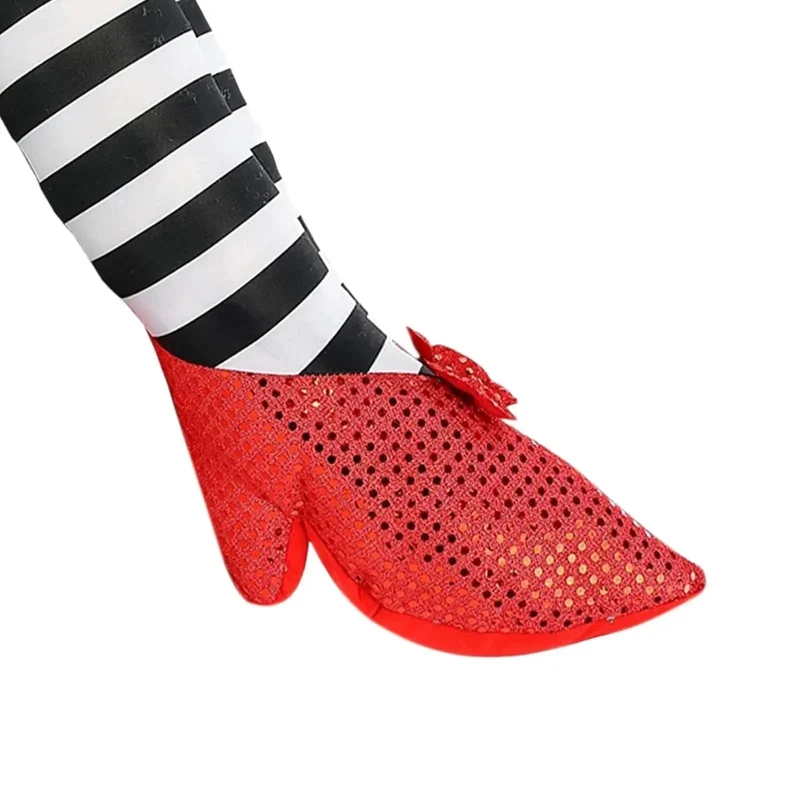 Halloween Front Door Stopper, Plush Witch’s Legs, Black and White, Bathroom