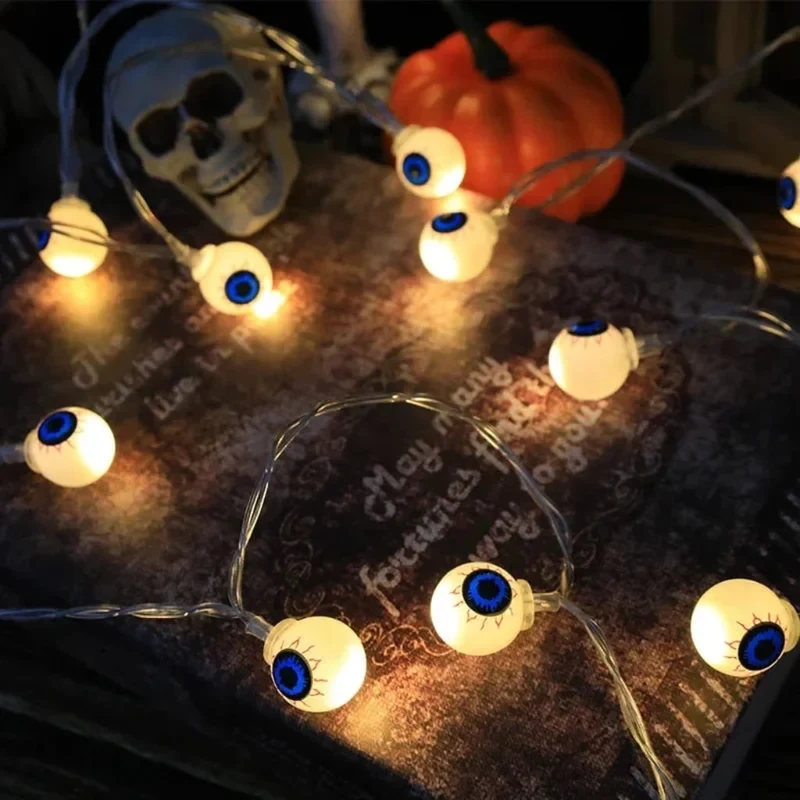 Halloween LED string lights with decorative motifs for indoor and garden use