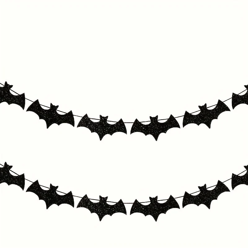 Halloween Glitter Bat Garland Hanging Wall Decoration