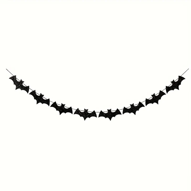 Halloween Glitter Bat Garland Hanging Wall Decoration