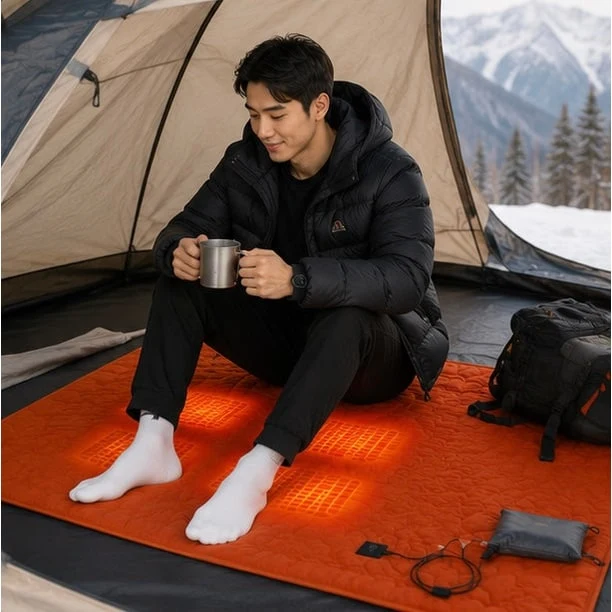 USB Heated Camping Mat with Temperature Control and Heating Zones