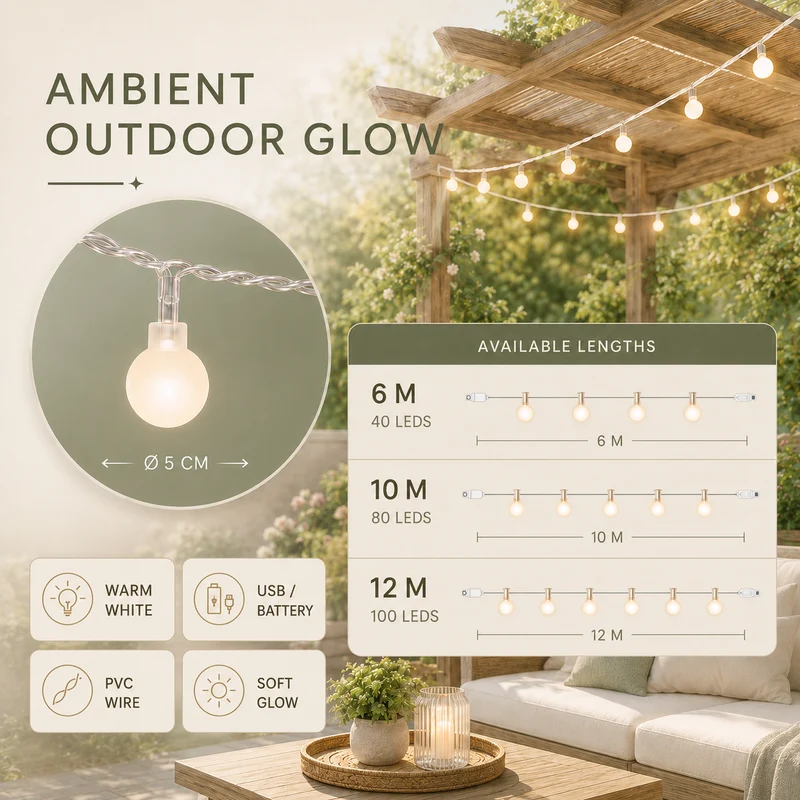 Lichtslinger voor buiten – warme sfeerverlichting voor pergola en balkon
