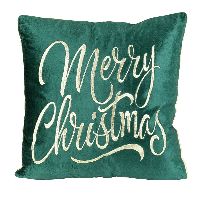 Cuscino 45x45 Cm Velluto Verde Merry Christmas