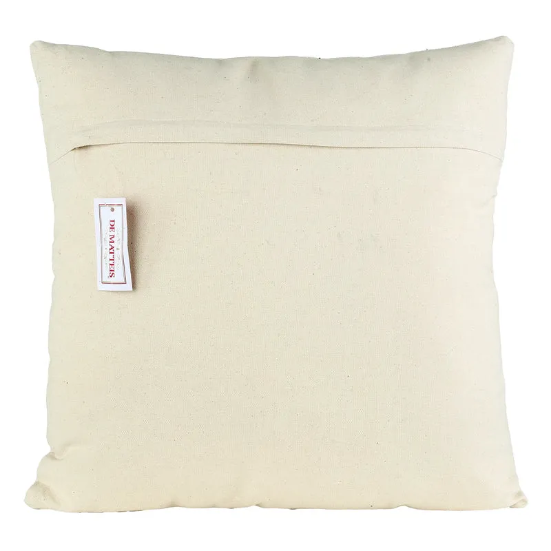 Cuscino 45x45 Cm Crema Ricamo Decoro Blu