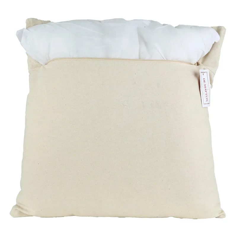 Cuscino 45x45 Cm Crema Ricamo Decoro Blu