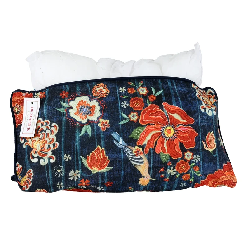 Cuscino 50x30 Cm Ricamato Fiori Arancio