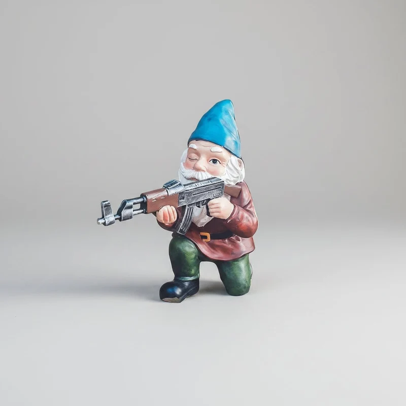 Halloween Large Garden Ornament Garden Gnome with a Rifle Decorative Figurine