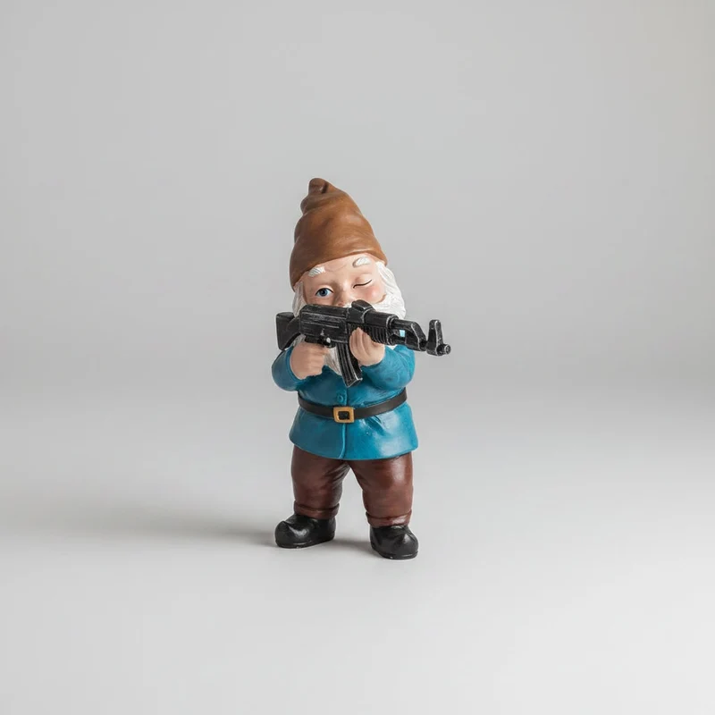 Halloween Large Garden Ornament Garden Gnome with a Rifle Decorative Figurine