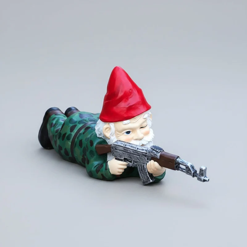 Halloween Large Garden Ornament Garden Gnome with a Rifle Decorative Figurine