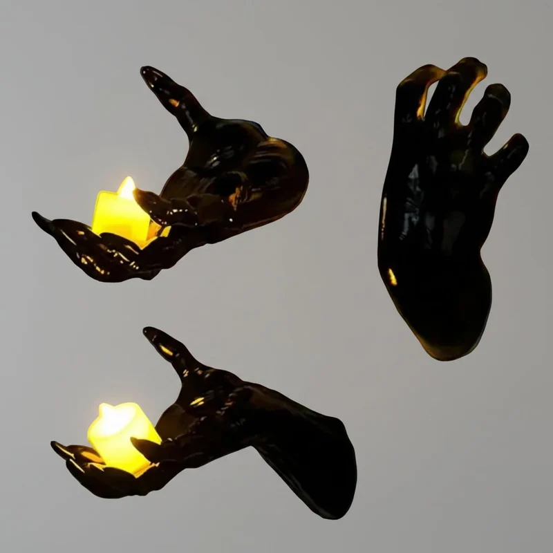 Halloween Home Decorations Wall Candle Holder Hand with Pointed Claws