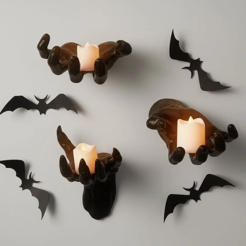 Halloween Home Decorations Wall Candle Holder Hand with Pointed Claws