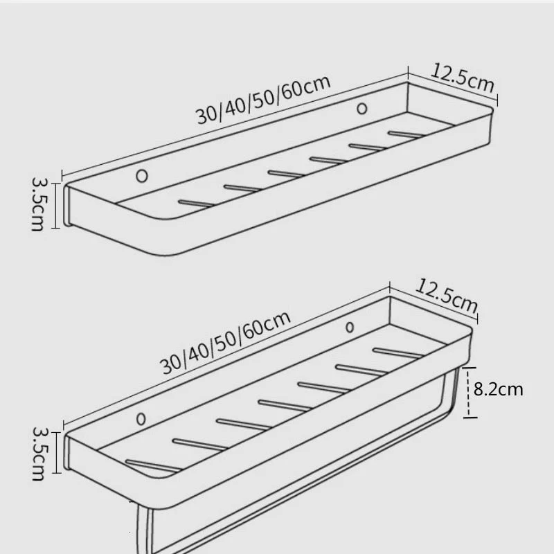 Badkamerplank zonder boren – Aluminium, zelfklevend en 30 tot 50 cm breed