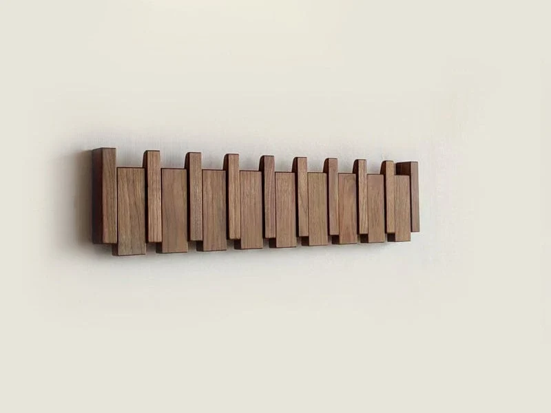 Wandkapstok met intrekbare haken – Massief hout van 31 tot 75 cm breed
