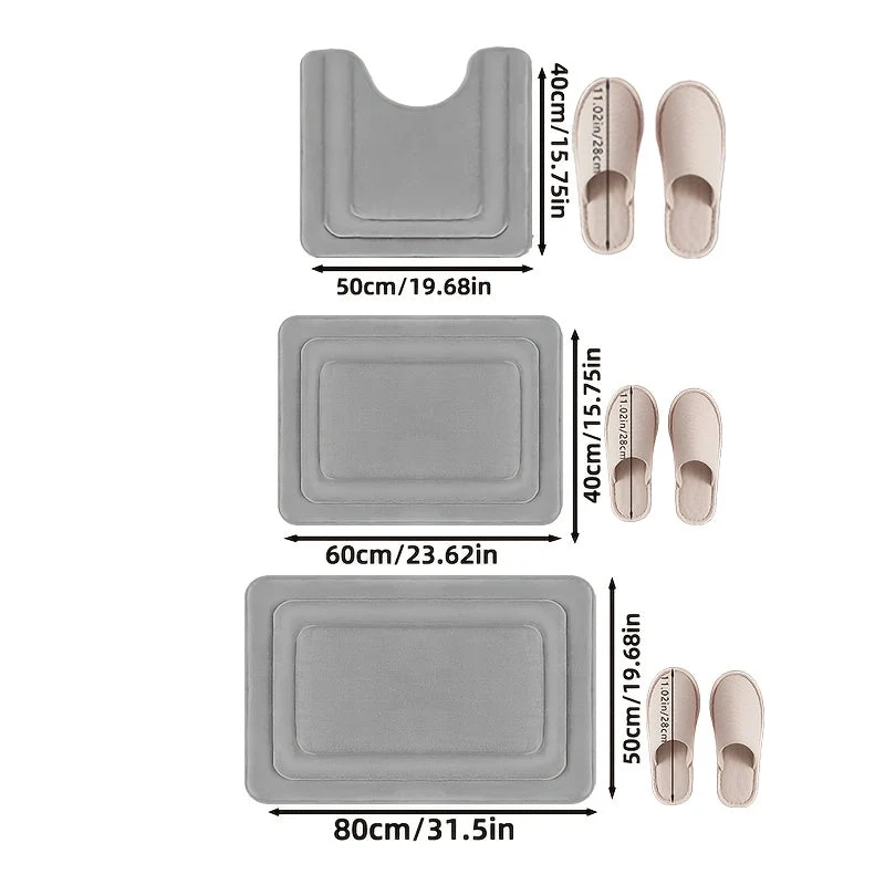 Badmattenset van memory foam – Drie delen met absorberende toplaag