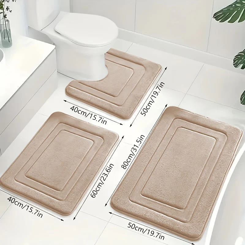 Badmattenset van memory foam – Drie delen met absorberende toplaag