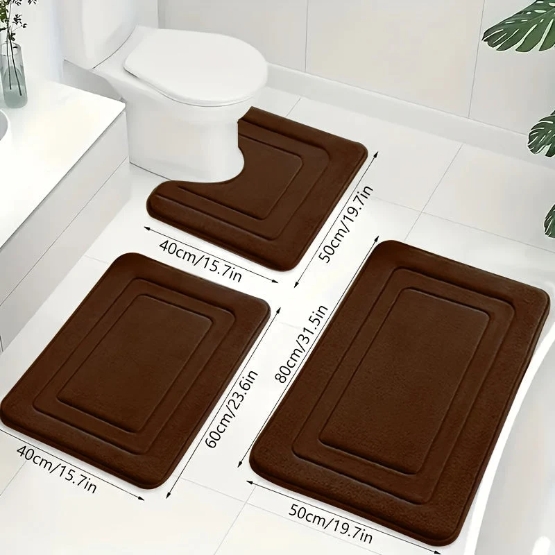 Badmattenset van memory foam – Drie delen met absorberende toplaag