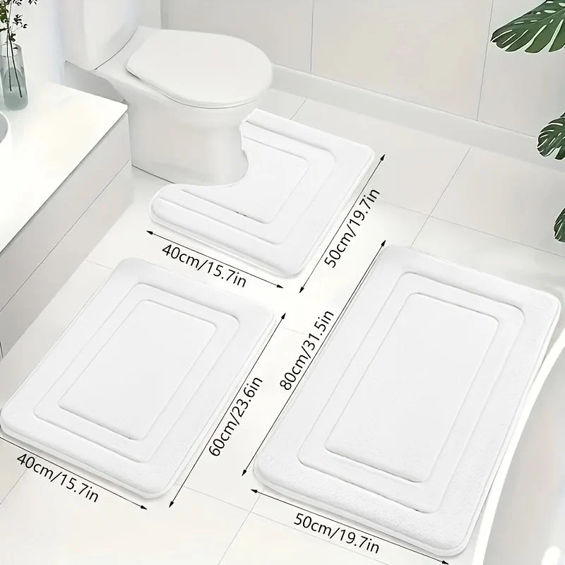 Badmattenset van memory foam – Drie delen met absorberende toplaag