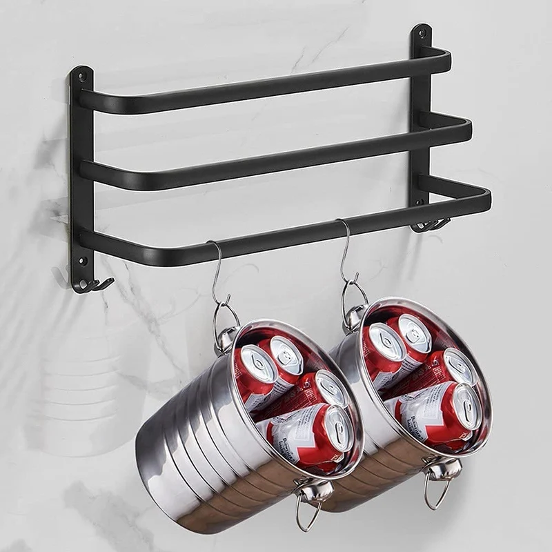 Handdoekenrek – Aluminium wandmodel met twee of drie stangen, 40 of 60 cm