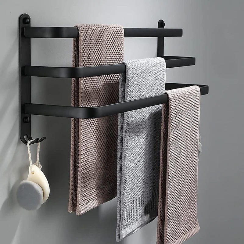 Handdoekenrek – Aluminium wandmodel met twee of drie stangen, 40 of 60 cm