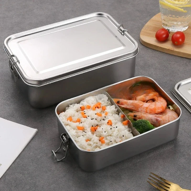 Lunchbox roestvrij staal – Set van drie met vakken, 850 tot 1400 ml